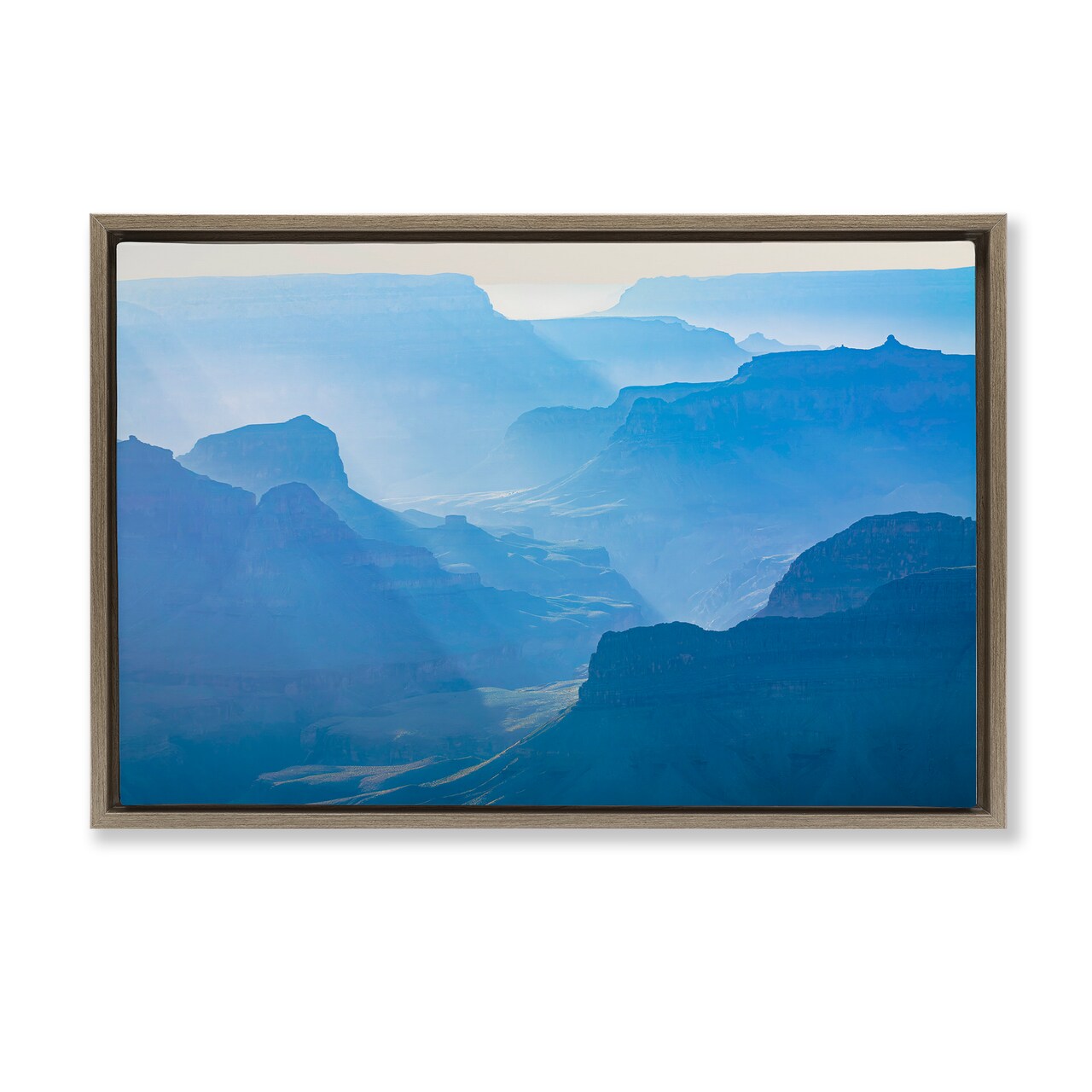 Stupell Industries Blue Sunlit Peaks Framed Floater Canvas Wall Art Design by Marty Hulsebos